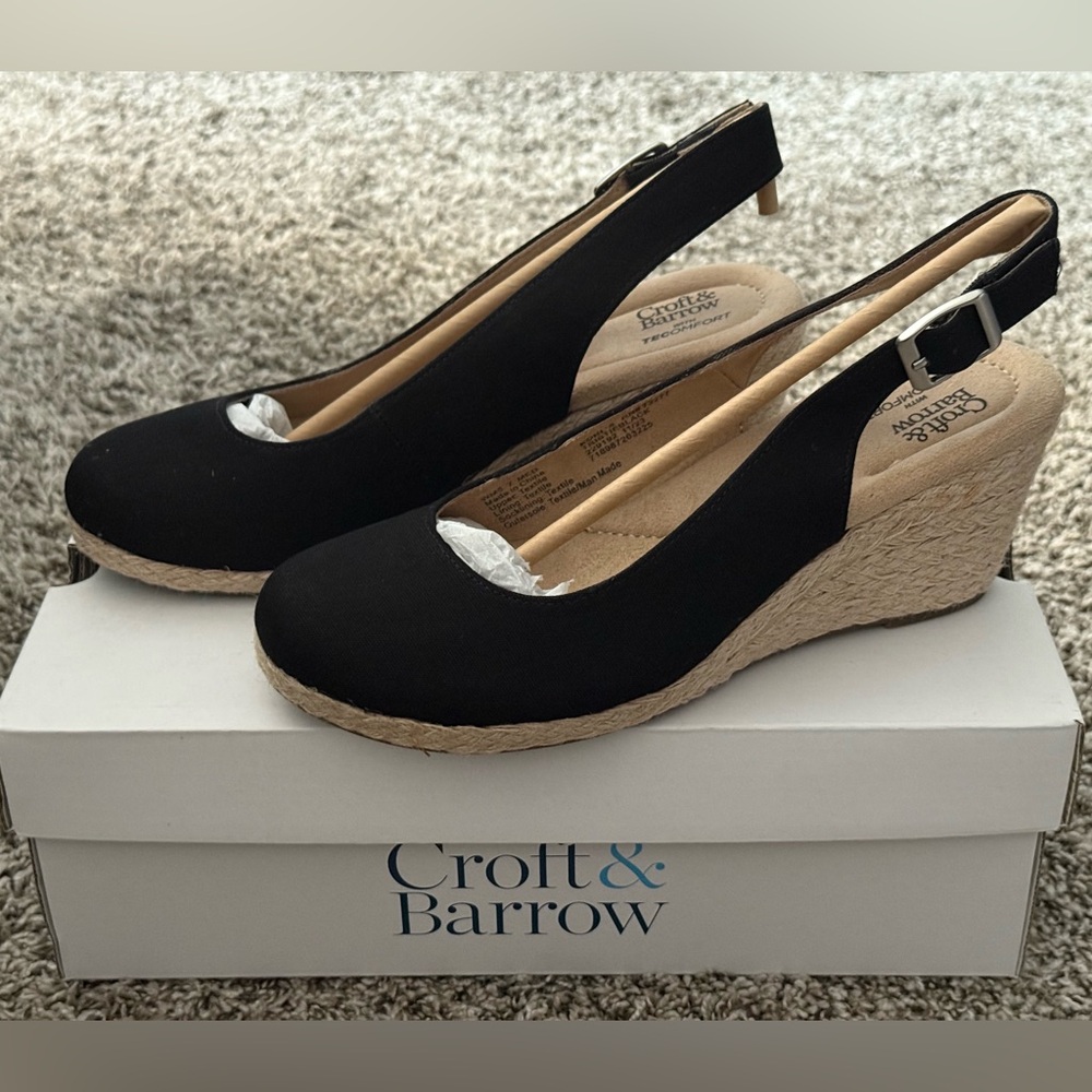 Croft & Barrow Black Espadrille Wedges